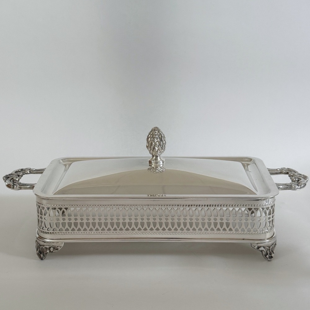 Vintage Sheffield Silver Co Silverplate Covered Casserole Serving Dish USA